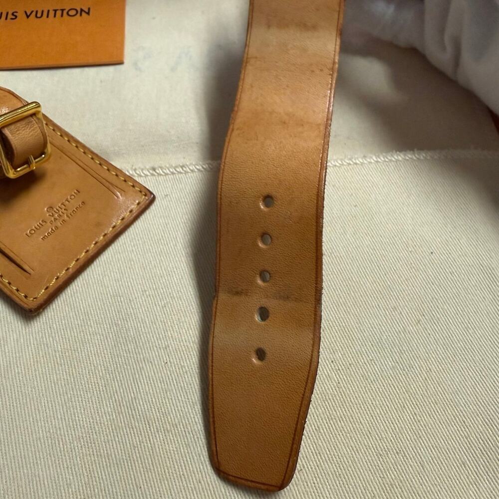 Louis Vuitton Vachetta Leather Luggage Tag and Poignet Authentic NO BOX - Picture 10 of 10